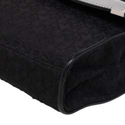 Pre Owned Dkny Black Signature Canvas And Leather Flap Shoulder Bag