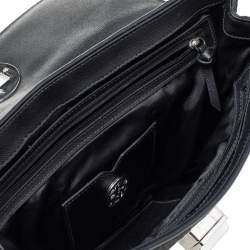 Pre Owned Dkny Black Signature Canvas And Leather Flap Shoulder Bag