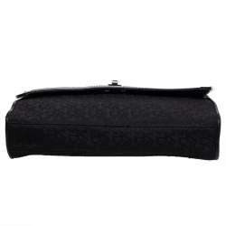 Pre Owned Dkny Black Signature Canvas And Leather Flap Shoulder Bag