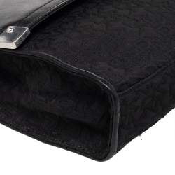 Pre Owned Dkny Black Signature Canvas And Leather Flap Shoulder Bag