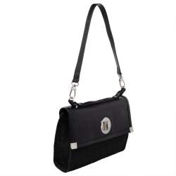 Pre Owned Dkny Black Signature Canvas And Leather Flap Shoulder Bag