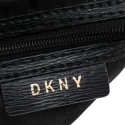 Pre Owned DKNY Brown Signature Canvas And Leather Top Zip Shoulder Bag