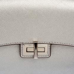 Pre Owned Dkny Silver Leather Jojo Mini Satchel