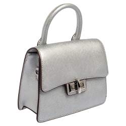 Pre Owned Dkny Silver Leather Jojo Mini Satchel