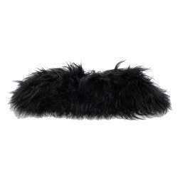 Pre Owned Dkny Black/Navy Blue Leather and Faux Fur Pushlock Flap Clutch