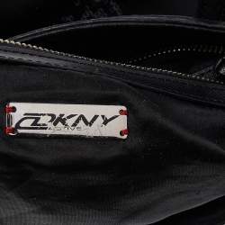 DKNY Black Nylon and Leather Sequin Logo Tote
