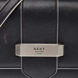 Pre Owned Dkny Black Leather Val Flap Shoulder Bag