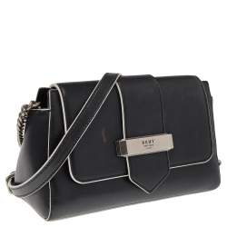 Pre Owned Dkny Black Leather Val Flap Shoulder Bag