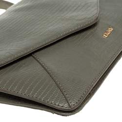 Pre Owned DKNY Green Lizard Embossed Leather Envelope Chain Clutch