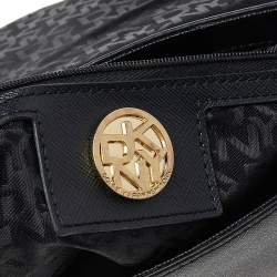 Pre Owned حقيبة كتف دي كي أن واي قلاب جلد أسود