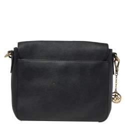 Pre Owned حقيبة كتف دي كي أن واي قلاب جلد أسود