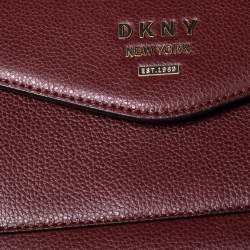 Pre Owned حقيبة دي كي أن واي يد علوية جلد محبب عنابي