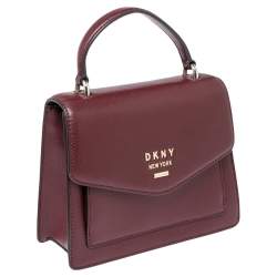 Pre Owned حقيبة دي كي أن واي يد علوية جلد محبب عنابي