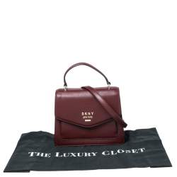 Pre Owned حقيبة دي كي أن واي يد علوية جلد محبب عنابي