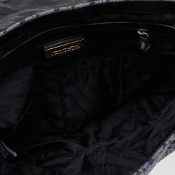 Pre Owned حقيبة دي كيه إن واي جلد وكانفاس بالشعار أزرق يد علوية 