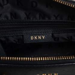 Pre Owned حقيبة كتف دي كي أن واي سحاب برينت بارك جلد أسود