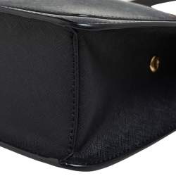 Pre Owned حقيبة كتف دي كي أن واي سحاب برينت بارك جلد أسود