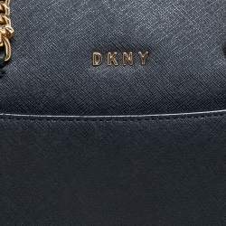 Pre Owned حقيبة كتف دي كي أن واي سحاب برينت بارك جلد أسود