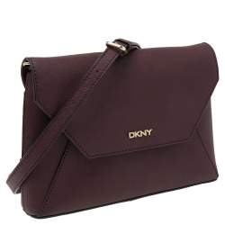 Pre Owned DKNY Burgundy Leather Bryant Park Envelope Shoulder Bag