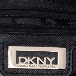 DKNY Black Signature Canvas and Leather Trim Front Pocket Messenger Bag
