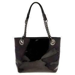 Pre Owned DKNY Black PVC Chain Handle Tote