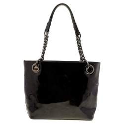 Pre Owned DKNY Black PVC Chain Handle Tote