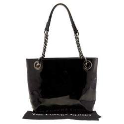 Pre Owned DKNY Black PVC Chain Handle Tote