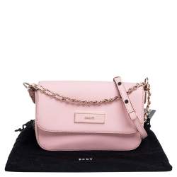 Pre Owned Dkny Pink Leather Flap Shoulder Bag