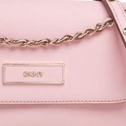 Pre Owned Dkny Pink Leather Flap Shoulder Bag