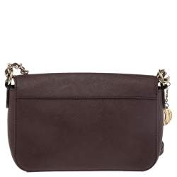 DKNY Burgundy Leather Bryant Park Flap Shoulder Bag