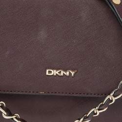DKNY Burgundy Leather Bryant Park Flap Shoulder Bag