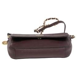 DKNY Burgundy Leather Bryant Park Flap Shoulder Bag
