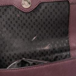 DKNY Burgundy Leather Bryant Park Flap Shoulder Bag