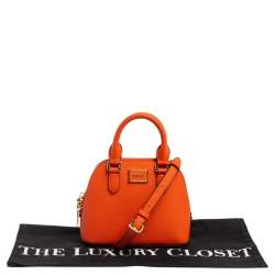 Pre Owned Dkny Orange Saffiano Leather Mini Steffy Dome Satchel