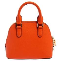 Pre Owned Dkny Orange Saffiano Leather Mini Steffy Dome Satchel