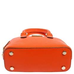 Pre Owned Dkny Orange Saffiano Leather Mini Steffy Dome Satchel
