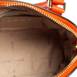 Pre Owned Dkny Orange Saffiano Leather Mini Steffy Dome Satchel