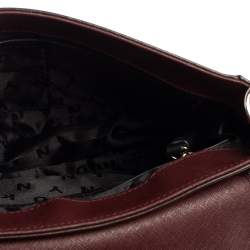 Pre Owned Dkny Burgundy Leather Flap Saddle Chain Shoulder Bag