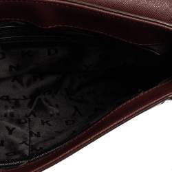 Pre Owned Dkny Burgundy Leather Flap Saddle Chain Shoulder Bag