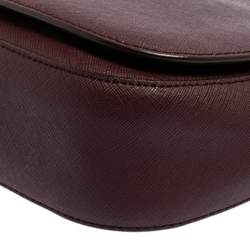 Pre Owned Dkny Burgundy Leather Flap Saddle Chain Shoulder Bag