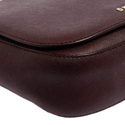 Pre Owned Dkny Burgundy Leather Flap Saddle Chain Shoulder Bag