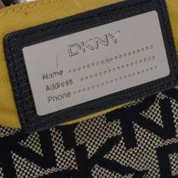 Pre Owned حقيبة كتف دي كيه إن واي جلد نقشة السحلية وكانفاس بالشعار بيج/بني 