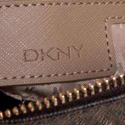 Dkny Orange/Brown Signature Coated Canvas and Leather Trim Messenger
