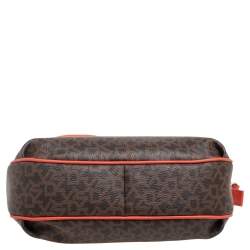 Dkny Orange/Brown Signature Coated Canvas and Leather Trim Messenger