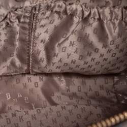 Dkny Orange/Brown Signature Coated Canvas and Leather Trim Messenger