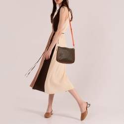 Dkny Orange/Brown Signature Coated Canvas and Leather Trim Messenger