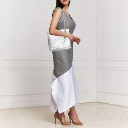 Pre Owned DKNY Silver Quilted Leather Shoulder Bag