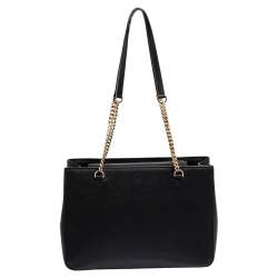 Pre Owned حقيبة يد توتس دي كي إن واي بريانت بارك جلد أسود بسلسلة