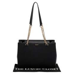 Pre Owned حقيبة يد توتس دي كي إن واي بريانت بارك جلد أسود بسلسلة