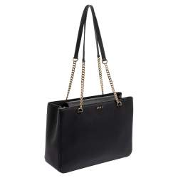 Pre Owned حقيبة يد توتس دي كي إن واي بريانت بارك جلد أسود بسلسلة